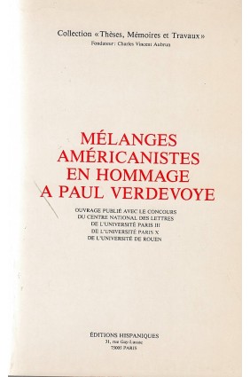 Mélanges américanistes offerts à Paul Verdevoye